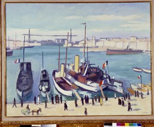 O porto de Marselha com a ponte de ferry (pintura) Século XX de Albert Marquet