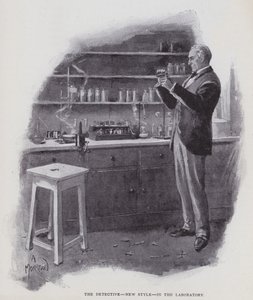 O detective, novo estilo, no laboratório (litho)