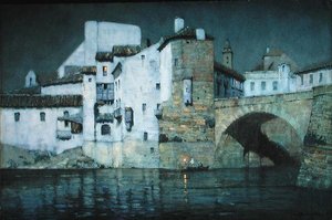 Moonlight, Puente Genil, Espanha (lápis e aguarela sobre papel)