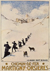 Cartaz publicitário da ferrovia francesa de Martigny para Orsieres, 1913