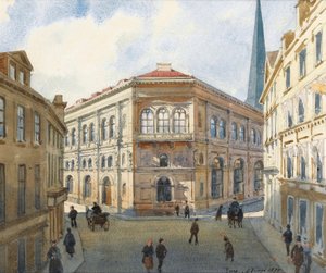 "Retrato da Bolsa de Valores de Riga na Letónia Aquarela de Albert Benois (1852-1936) - 1880 Dim 22,5x27 cm Colecção Privada