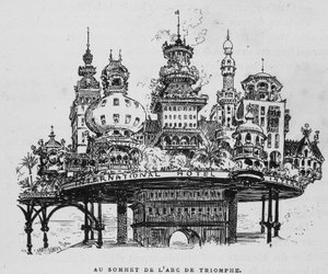 Estação Central Aeronáutica em Notre-Dame - em "The 20th Century" de Robida de Albert Robida