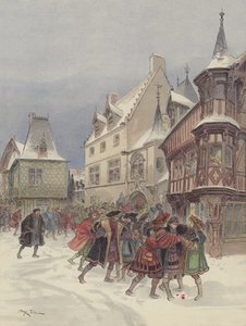 Batalha da neve Romorantin, o rei fere o assalto da casa de Saint-Pol