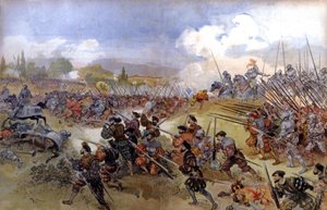 Batalha de Cerisolles entre Francisco Ist e Carlos V de Albert Robida