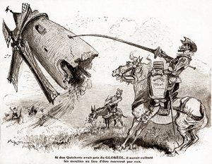 Don Quixote para um anúncio do fortificante Globeol, por volta de 1916 (ilustração)