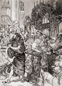 Frei John des Entommeures apreendeu o bastão da cruz. de Albert Robida