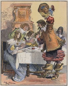 Ilustração para Le Capitaine Bellormeau por e ilustrada por A Robida (cor litho) de Albert Robida
