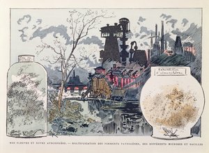 Poluição Industrial, ilustração de &39;O Século XX, La Vie Electrique&39;, c. 1890 (gravura a cores) de Albert Robida