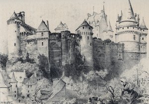 La Chateau fort de Vitre en Ille-et-Vilaine - La vieille France - La Bretagne - textos, desenhos e litografias, de Albert Robida (1848-1926) final do século XIX sem data de Albert Robida