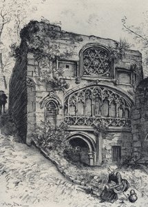 La fontaine des carmelites a morlaix - La vieille France - La Bretagne - textos, desenhos e litografias, de Albert Robida (1848-1926) final do século XIX sem data de Albert Robida