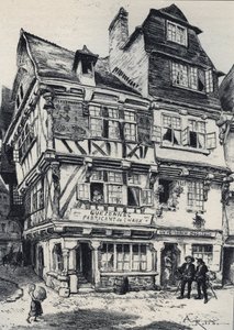 La venelle aux pastes in Morlaix - La vieille France - La Bretagne - textos, desenhos e litografias, de Albert Robida (1848-1926) finais do século XIX sem data de Albert Robida