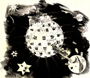 Planeta Terra em guerra (desenho) de Albert Robida