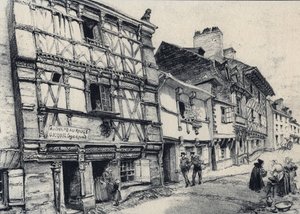 Rue Fardel a Saint Brieuc (Saint-Brieuc) - Velha França - Bretanha - textos, desenhos e litografias, de Albert Robida (1848-1926) final do século XIX sem data de Albert Robida
