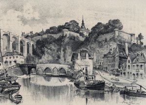 A Cidade de Dinan - França Antiga - Bretanha - textos, desenhos e litografias, de Albert Robida (1848-1926) final do século XIX sem data de Albert Robida