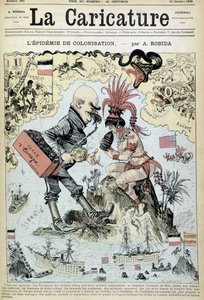A epidemia de colonização: desenho anticolonialista de Robida - em "La Caricature" de 31/10/1885