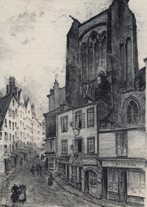 Une rue de Saint Malo - La vieille France - La Bretagne - textos, desenhos e litografias, de Albert Robida (1848-1926) final do século XIX sem data de Albert Robida