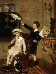 Animais de estimação da avó (óleo sobre tela) de Albert Roosenboom
