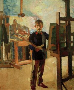 Auto-retrato no Litewka azul de Albert Weisgerber