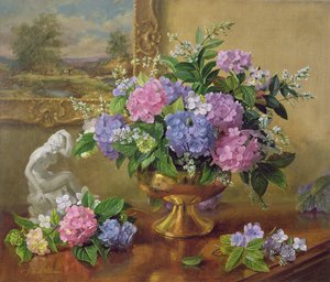 AB211B Natureza morta de hortênsias e lilases de Albert Williams