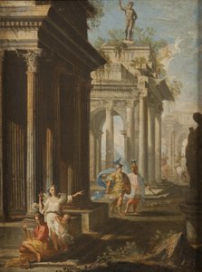 Menina lendo no templo coríntio, c.1710 de Alberto Carlieri