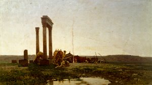 Ruínas Clássicas no Deserto, pintura de Alberto Pasini (1826-1899) de Alberto Pasini