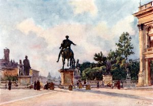 Estátua de bronze de Marco Aurélio no Capitólio de Alberto Pisa