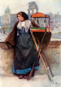 Menina vendendo pássaros na Via del Campidoglio de Alberto Pisa