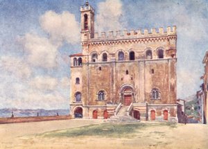 Palazzo Pubblico, Gubbio (litografia a cores) de Alberto Pisa