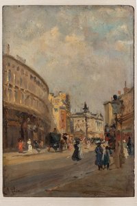 Regent Street (óleo sobre cartão) de Alberto Pisa