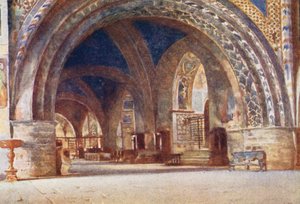 Igreja de S. Francisco, Assis (litografia a cores) de Alberto Pisa