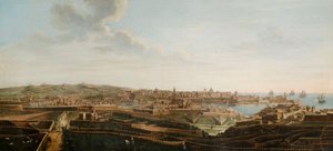 Uma de um conjunto de sete vistas de Valletta, Malta e seus arredores, c.1753 (óleo sobre tela)