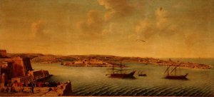 Vista de Valetta com Naves da Ordem dos Cavaleiros de São João