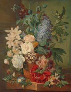 Flores em um vaso de terracota de Albertus Jonas Brandt