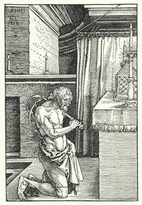 Rei David Doing Penance (gravura) de Albrecht (after) Durer or Duerer