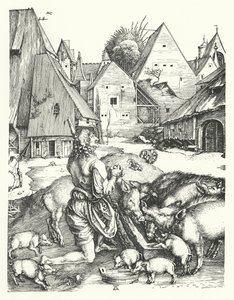 O Filho Pródigo (gravura) de Albrecht (after) Durer or Duerer