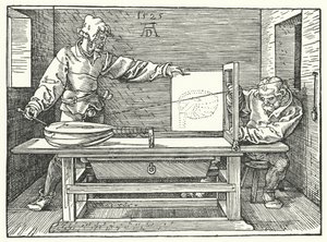 O uso de cordas para construir uma imagem em perspectiva de um alaúde (gravura)