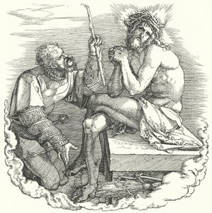 Página de título de A Grande Paixão de Albrecht Durer, retratando os últimos dias de Cristo na Terra (gravura)