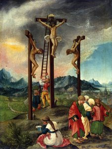 Cristo na cruz, entre os dois ladrões de Albrecht Altdorfer