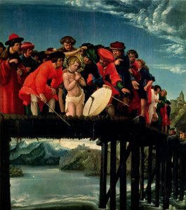 Alemão: Brückensturz des hl. Florian O martírio de São Floriano de Albrecht Altdorfer