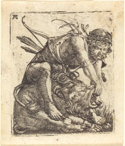 Hércules vencendo o leão de Nemeia de Albrecht Altdorfer