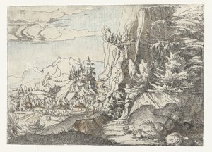 Paisagem com parede de pedra escura de Albrecht Altdorfer