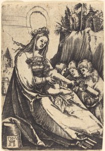 Maria com criança e dois meninos de Albrecht Altdorfer