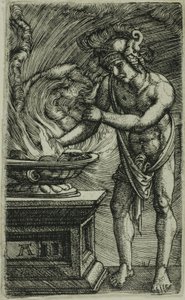 Mucius Scaevola Queimando a mão de Albrecht Altdorfer