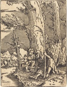 São Cristóvão sentado à beira de um rio de Albrecht Altdorfer