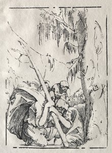 São Cristóvão cruzando a água com Cristo nos ombros de Albrecht Altdorfer
