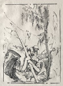São Cristóvão Cruzando a Água com Cristo nos Ombros, 1513. de Albrecht Altdorfer