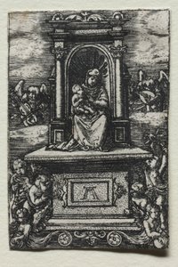 A bela Virgem de Ratisbona em um altar, logo após 1520. de Albrecht Altdorfer