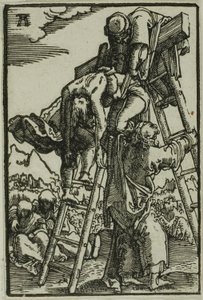 A descida da cruz, da queda e redenção do homem de Albrecht Altdorfer