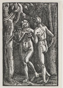A Queda e Redenção do Homem: Adão e Eva Comendo o Fruto Proibido de Albrecht Altdorfer