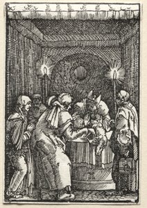 A Queda e Redenção do Homem: Oferta de Joachims Rejeitada pelo Sumo Sacerdote, c. 1515 de Albrecht Altdorfer